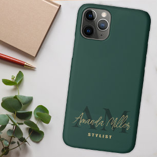 Gepersonaliseerd met naam Groen Goud Modern Monogr iPhone 11 Pro Hoesje