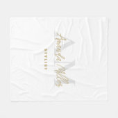 Gepersonaliseerd met naam Wit Goud Modern Monogram Fleece Deken (Voorkant (Horizontaal))