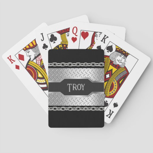 Gepersonaliseerd metaal & ketting zwart pokerkaarten (Achterkant)
