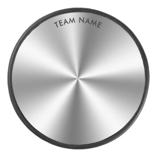 Gepersonaliseerd metallic grijs textuur monogram hockey puck (Voorkant)