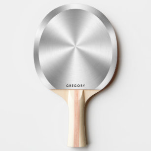 Gepersonaliseerd metallic zilver textuur monogram tafeltennisbatje