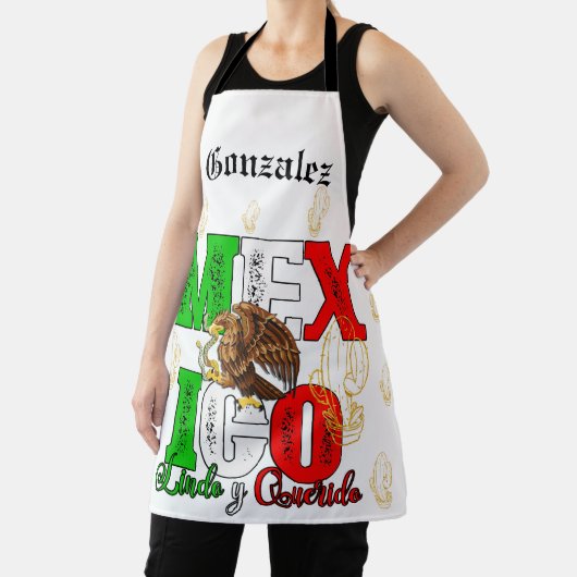 Gepersonaliseerd Mexico Embleem Achternaam Custom Schort (Insitu)