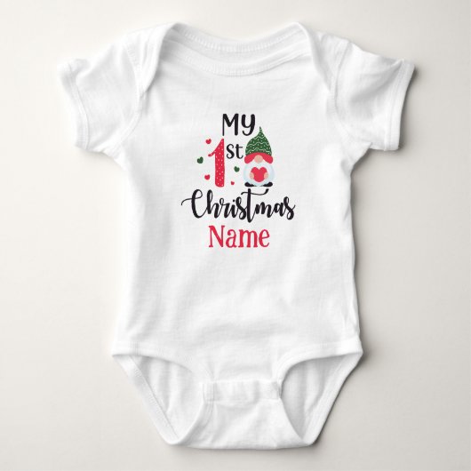 Gepersonaliseerd Mijn Eerste Kerst Schattige Baby Romper (Voorkant)