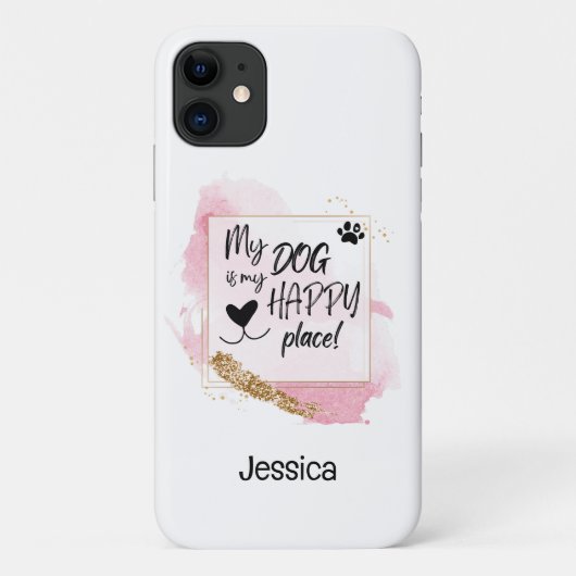 Gepersonaliseerd Mijn Hond is Mijn Gelukkige Plaat Case-Mate iPhone Case (Achterkant)
