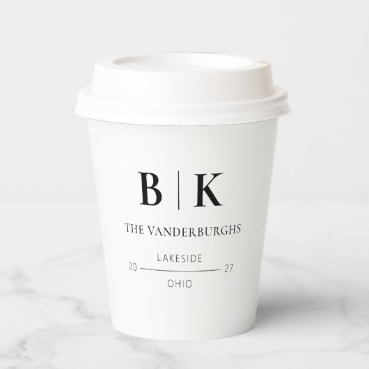 Gepersonaliseerd minimalistisch bruiloft bruids Ve Papieren Bekers (Voorkant)