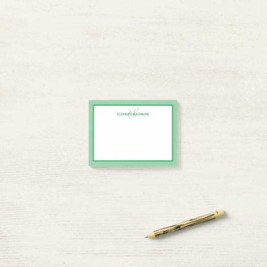 Gepersonaliseerd minimalistisch geluid van monogra post-it® notes (Op bureau)