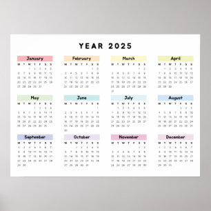 Gepersonaliseerd minimalistisch jaarkalender Poste Poster