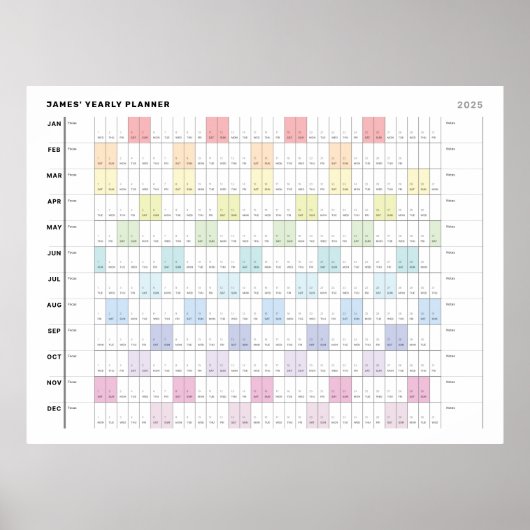 Gepersonaliseerd minimalistisch jaarplanner Poster (Voorkant)
