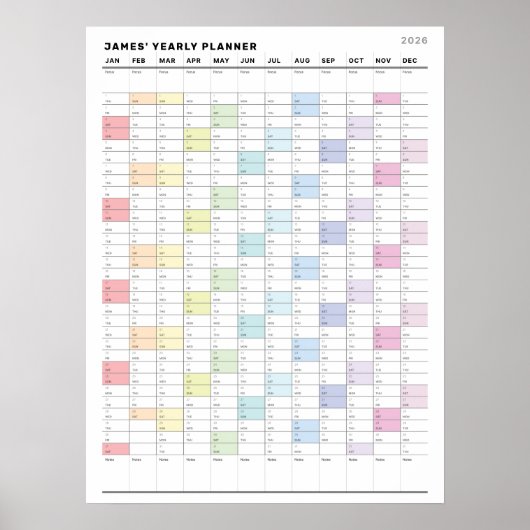 Gepersonaliseerd minimalistisch jaarplanner Poster (Voorkant)