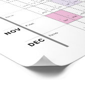 Gepersonaliseerd minimalistisch jaarplanner Poster (Hoek)