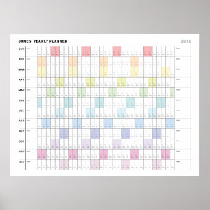 Gepersonaliseerd minimalistisch jaarplanner Poster
