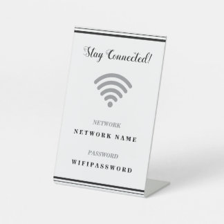 Gepersonaliseerd Minimalistisch Wifi Wachtwoord en Reclamebord Met Voetstuk