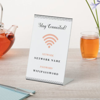 Gepersonaliseerd Minimalistisch Wifi Wachtwoord en Reclamebord Met Voetstuk