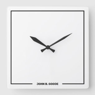 Gepersonaliseerd minimalistisch wit vierkante klok