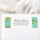 Gepersonaliseerd Mint en Gold Marble Pattern Etiket (Insitu)