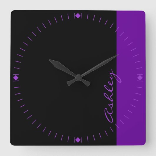 Gepersonaliseerd Modern 519 Paars Vierkante Klok (Voorkant)