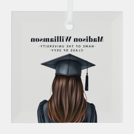 Gepersonaliseerd Modern Afstuderen Vrouw Afstudere Glas Ornament (Achterkant)