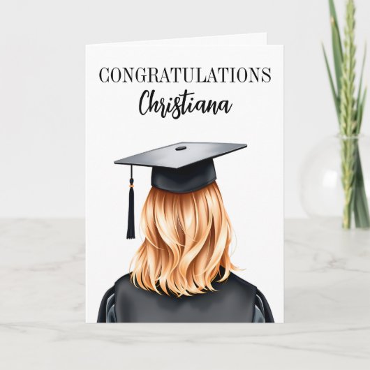 Gepersonaliseerd Modern Afstuderen Vrouw Afstudere Kaart (Voorkant)