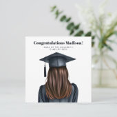 Gepersonaliseerd Modern Afstuderen Vrouw Afstudere Kaart (Staand voorkant)