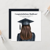 Gepersonaliseerd Modern Afstuderen Vrouw Afstudere Kaart (Voorkant / Achterkant in situ)