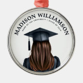 Gepersonaliseerd Modern Afstuderen Vrouw Afstudere Metalen Ornament (Voorkant)
