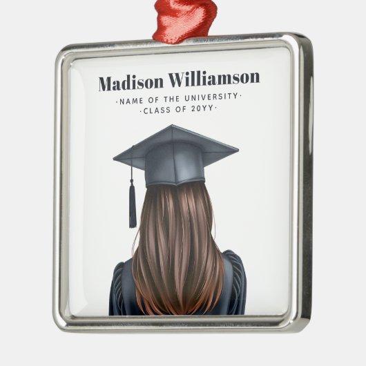 Gepersonaliseerd Modern Afstuderen Vrouw Afstudere Metalen Ornament (Links)