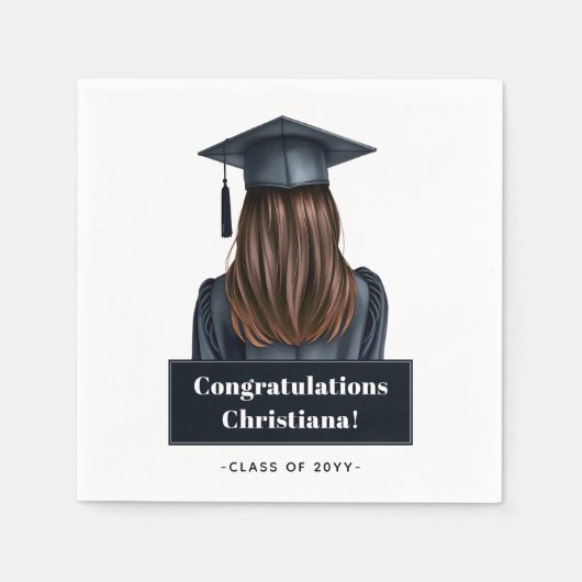 Gepersonaliseerd Modern Afstuderen Vrouw Afstudere Servet (Voorkant)