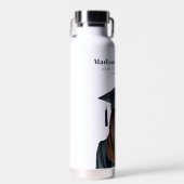 Gepersonaliseerd Modern Afstuderen Vrouw Afstudere Waterfles (Voorkant)