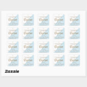 Gepersonaliseerd Modern Baby blauw doopsel dank u Vierkante Sticker (Vel)
