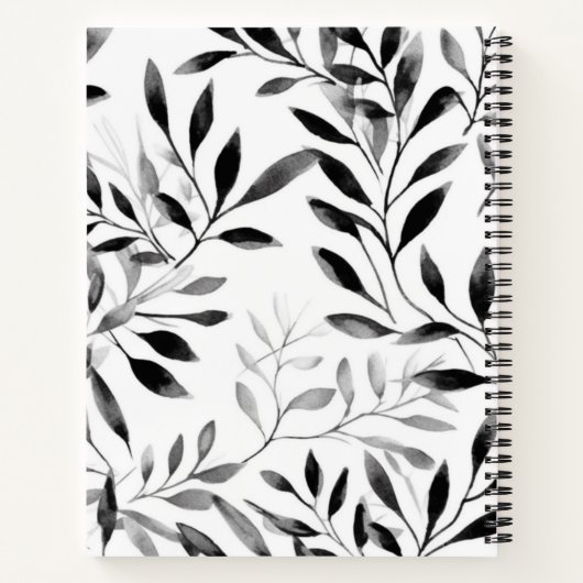 Gepersonaliseerd Modern Black Leaf Dankbaarheidsjo Notitieboek (Achterkant)