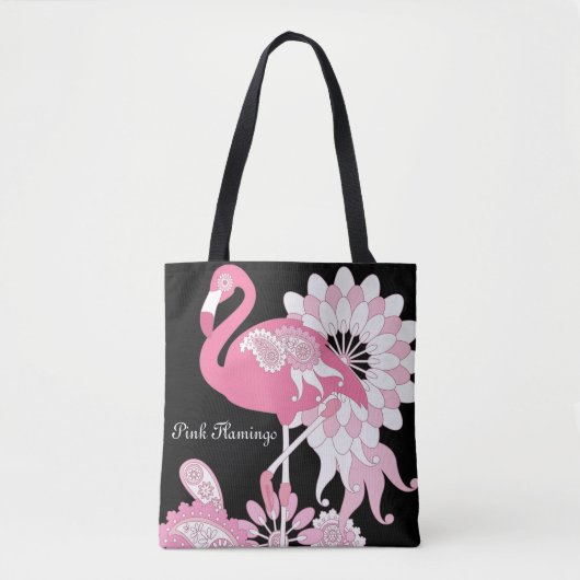 Gepersonaliseerd Modern Black Paisley Pink Flaming Draagtas (Voorkant)