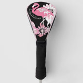 Gepersonaliseerd Modern Black Paisley Pink Flaming Golfheadcover (Voorkant)