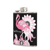 Gepersonaliseerd Modern Black Pink Flamingo Heupfles (Links)