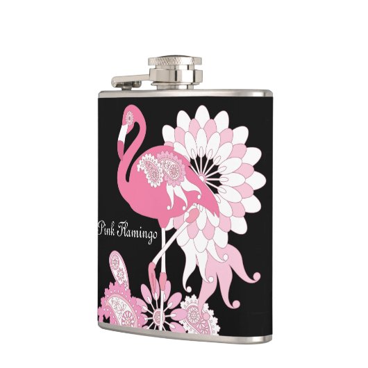 Gepersonaliseerd Modern Black Pink Flamingo Heupfles (Links)