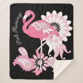 Gepersonaliseerd Modern Black Pink Flamingo Sherpa Deken (Voorkant)