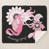 Gepersonaliseerd Modern Black Pink Flamingo Sherpa Deken (Voorkant (horizontaal))
