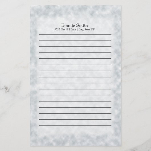 Gepersonaliseerd Modern Blue en White Briefpapier (Voorkant)