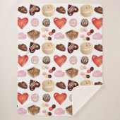 Gepersonaliseerd modern chocolade Snoep hartpatroo Sherpa Deken (Voorkant)