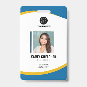 Gepersonaliseerd Modern Corporate Employee ID Blue Badge