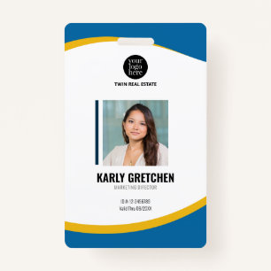 Gepersonaliseerd Modern Corporate Employee ID Blue Badge