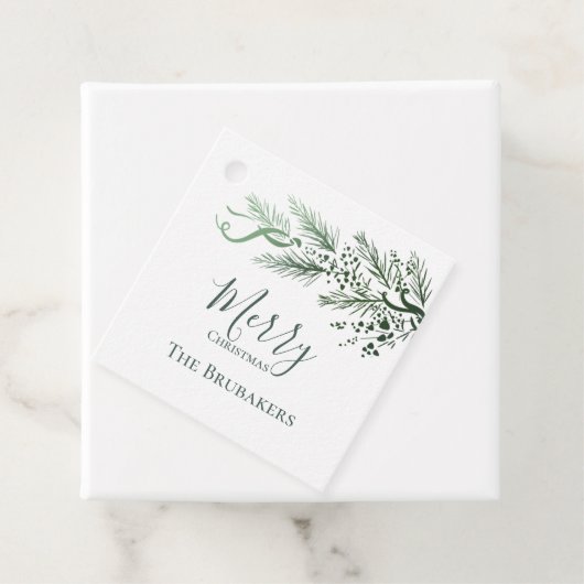 Gepersonaliseerd Modern Eenvoudig Groen Kerstcadea Bedankjes Labels (In situ)