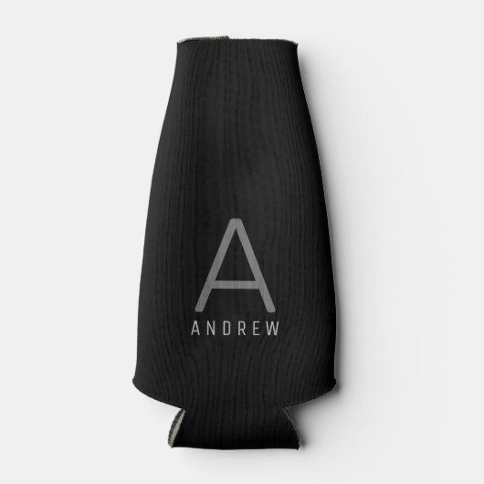 Gepersonaliseerd modern Eenvoudig zwart grijs mono Flesjeskoeler (Voorkant)