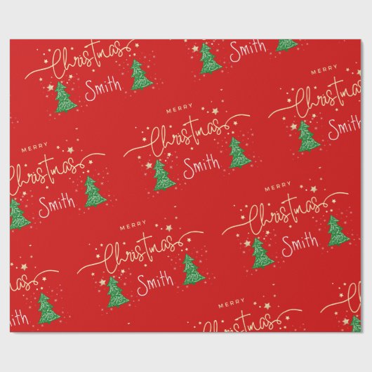 Gepersonaliseerd Modern Elegant Script Vrolijk Ker Cadeaupapier (Vlak)