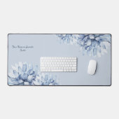 Gepersonaliseerd Modern Floral Dusty Blue Bureaumat (Keyboard & Muis)