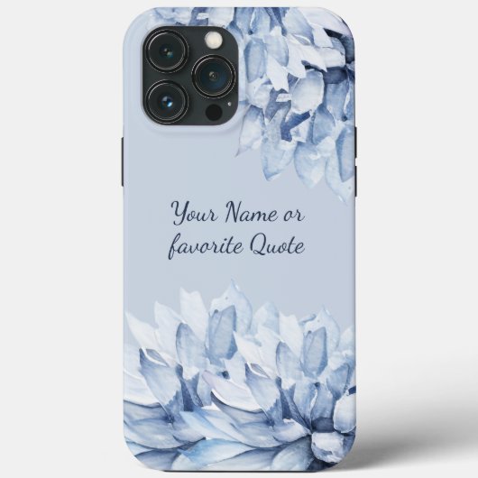 Gepersonaliseerd Modern Floral Dusty Blue Case-Mate iPhone Case (Achterkant)