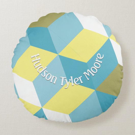 Gepersonaliseerd modern geometrisch patroon rond kussen (Voorkant)