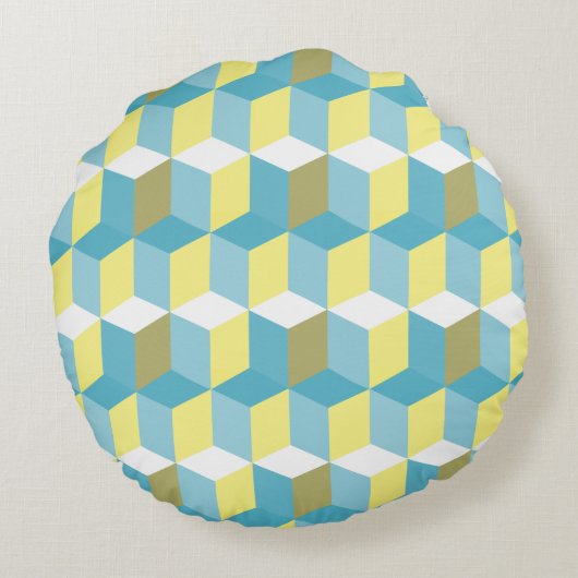 Gepersonaliseerd modern geometrisch patroon rond kussen (Achterkant)