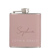 Gepersonaliseerd Modern handgeschreven script roze Heupfles (Voorkant)