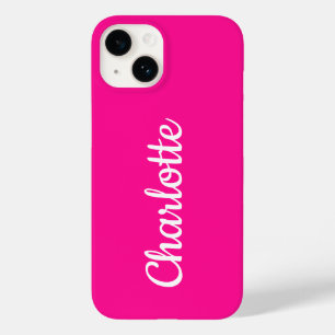 Gepersonaliseerd Modern Hot Roze en Wit Case-Mate iPhone 14 Hoesje