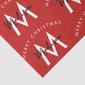 Gepersonaliseerd Modern Merry Christmas Red Monogr Tissuepapier (Detail)
